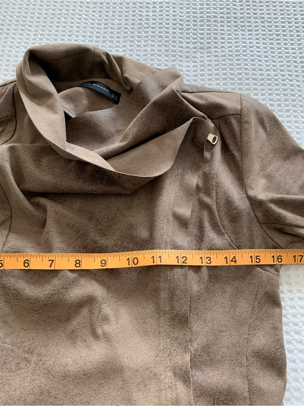 Zara Woman Moto Jacket Tan Suede Like Material Size Small - Picture 8 of 14